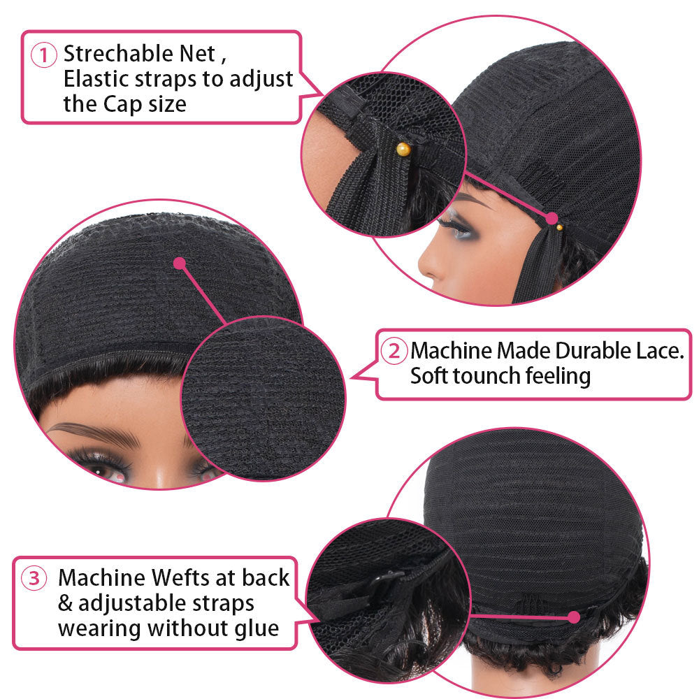 Kinky Curly Human Hair Wigs with Bangs